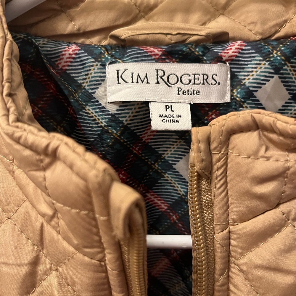 Kim Rogers Beige Quilted Jacket with Plaid Lining